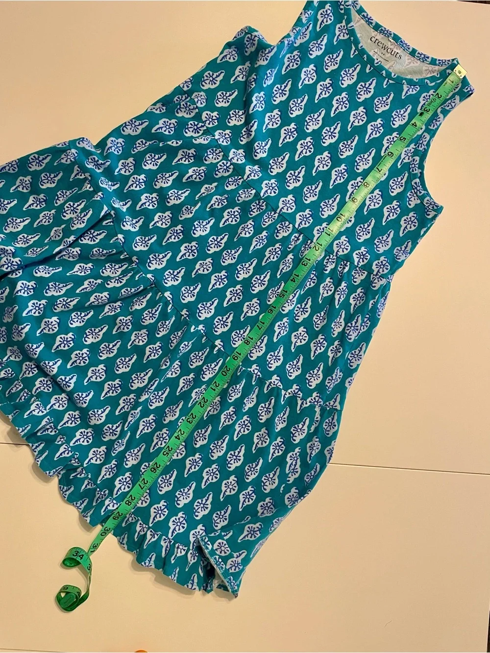Crewcuts Teal Sleeveless Printed Flared Dress